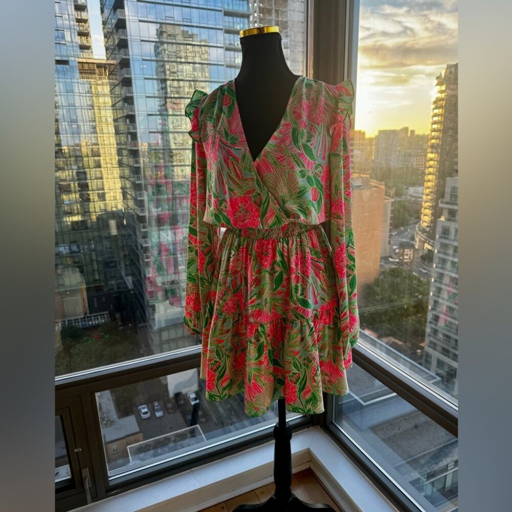 🆕 LILLY PULITZER 🧿 NWT Taviana Stretch Dress, Coming in Hot Blue Horizon, Sz 6 - Picture 4 of 16